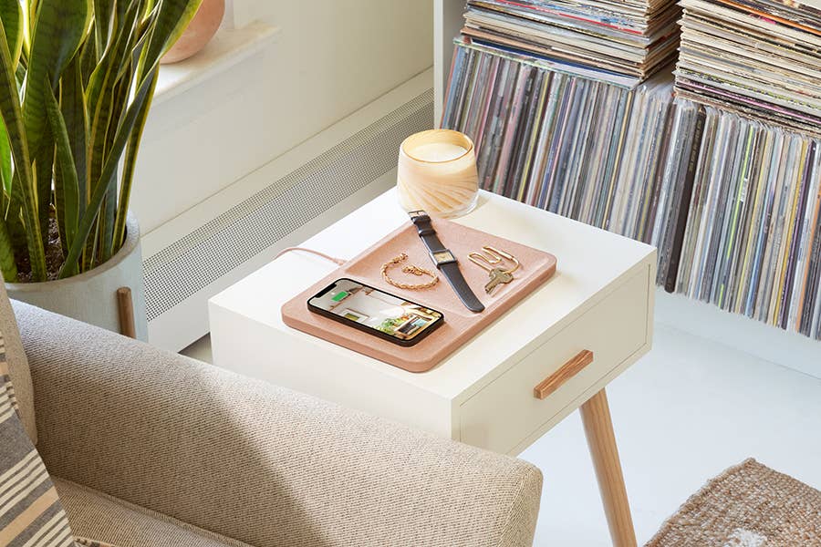 CATCH:3 - Essentials Linen  Wireless Charger with Valet Tray