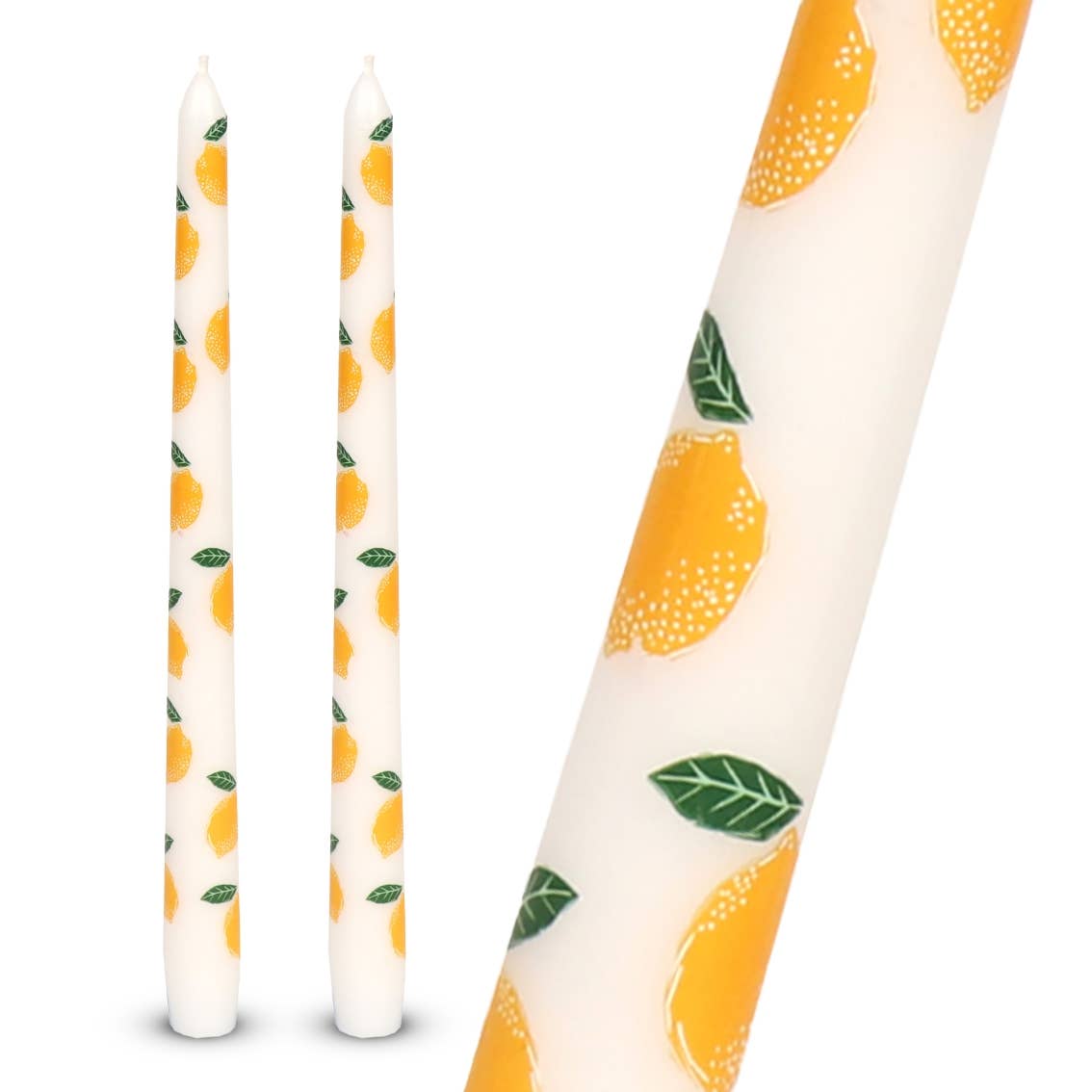 Lemon Taper Dinner Candles | 2 Pack | Summer Decor |
