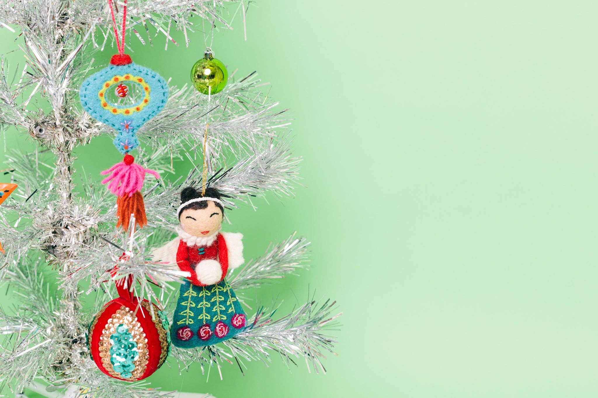 French Knot Angel Ornament 6.5”tall