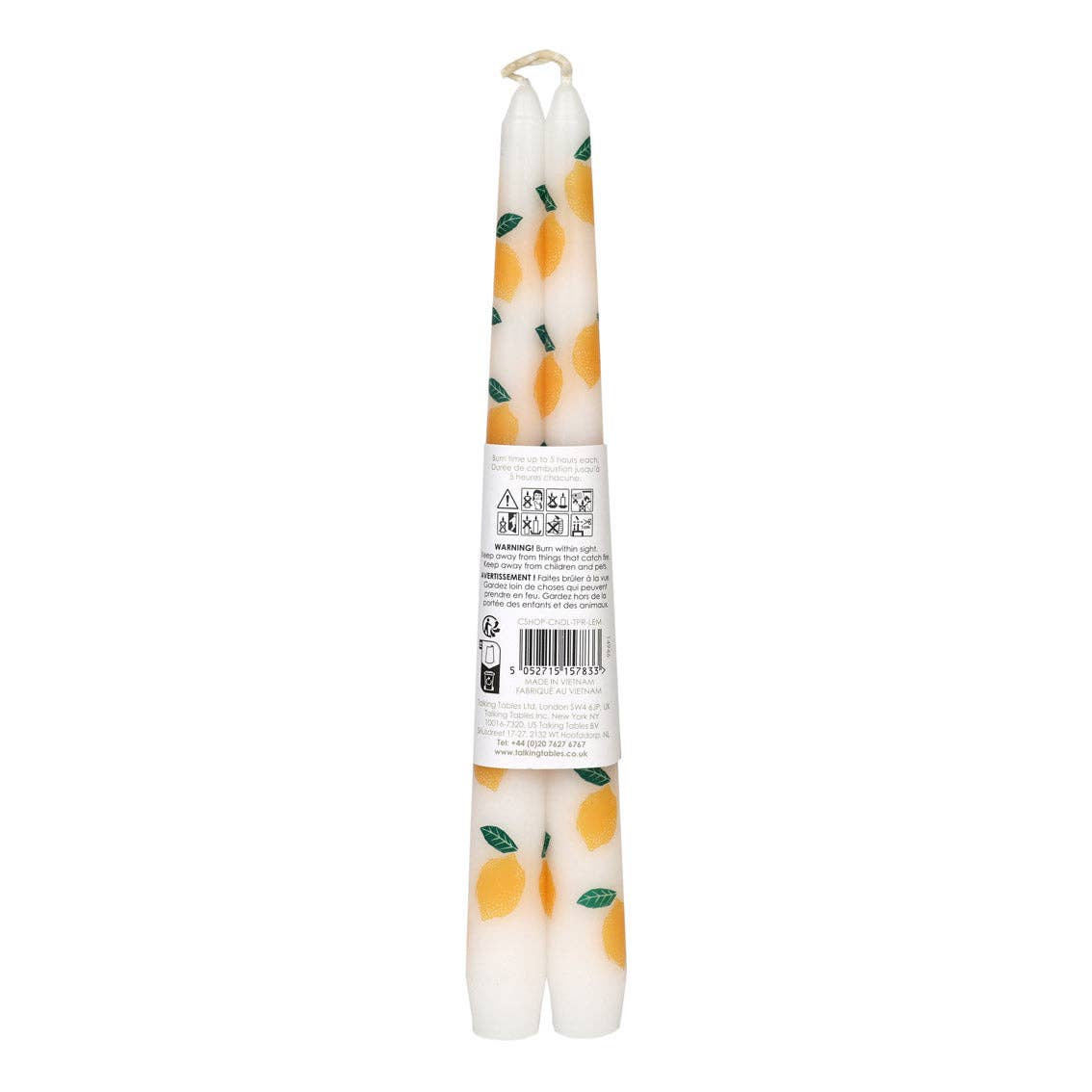 Lemon Taper Dinner Candles | 2 Pack | Summer Decor |