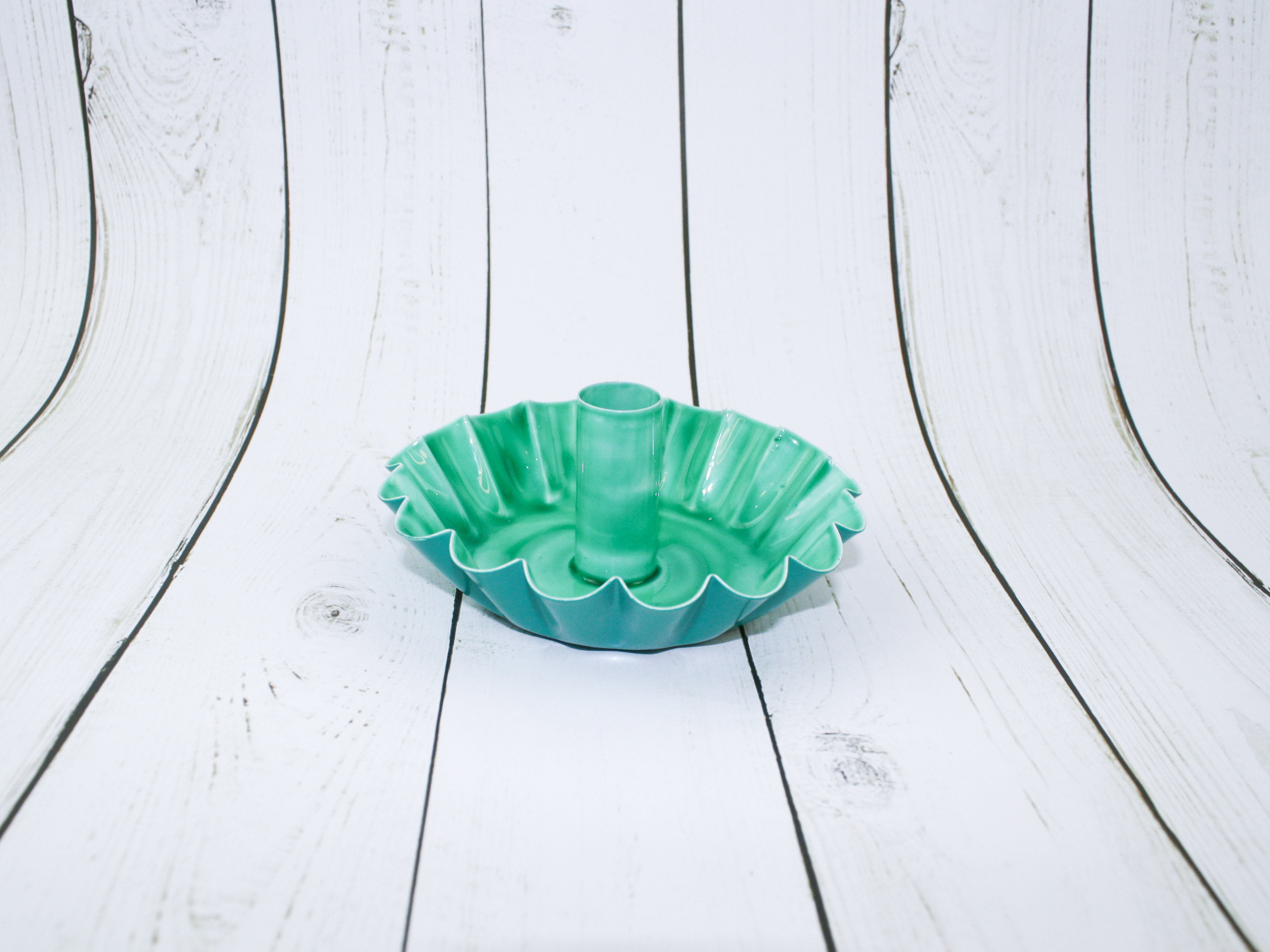 Scalloped Green Metal Dinner Candle Holder |Spring | Summer|