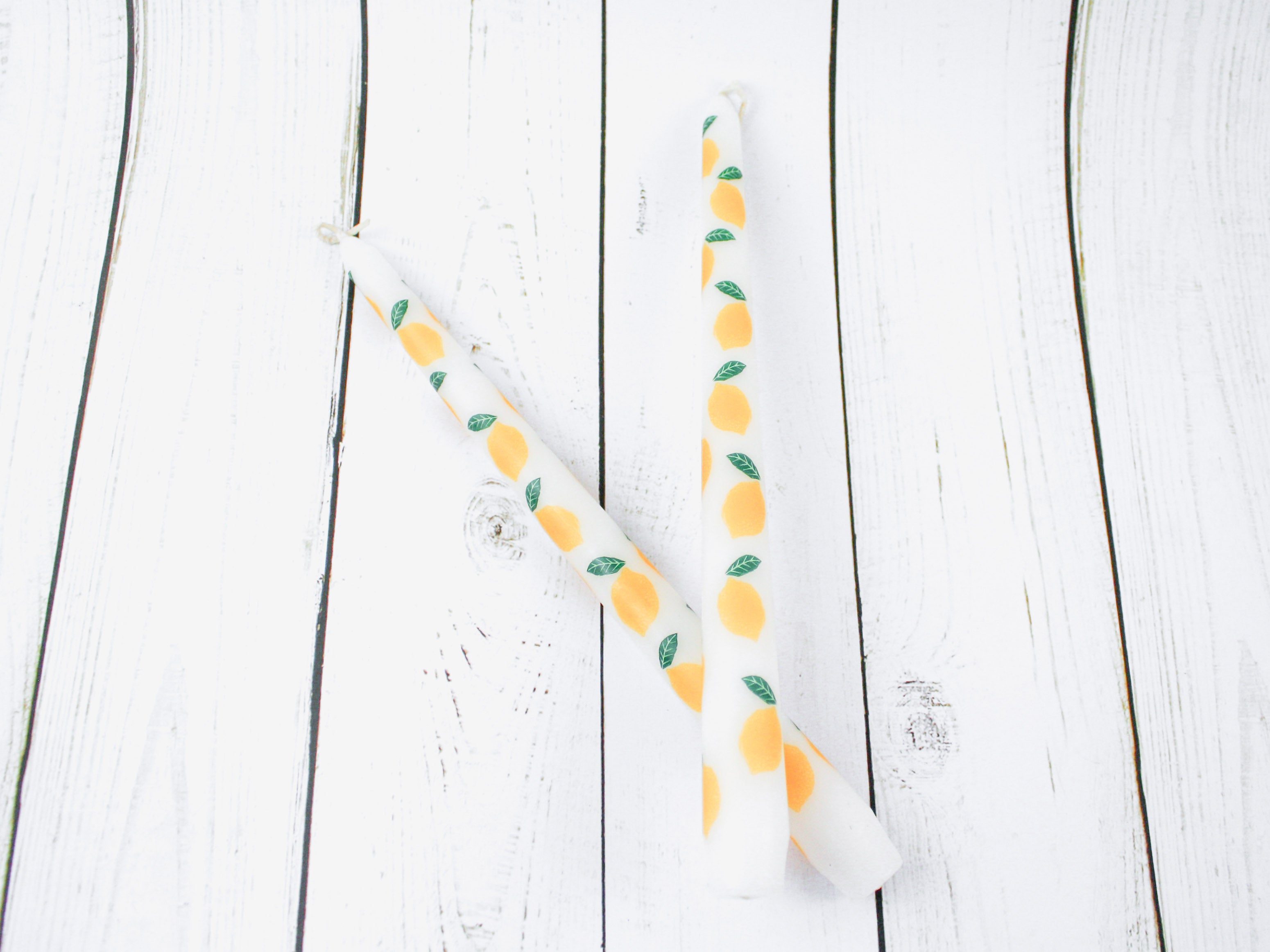 Lemon Taper Dinner Candles | 2 Pack | Summer Decor |
