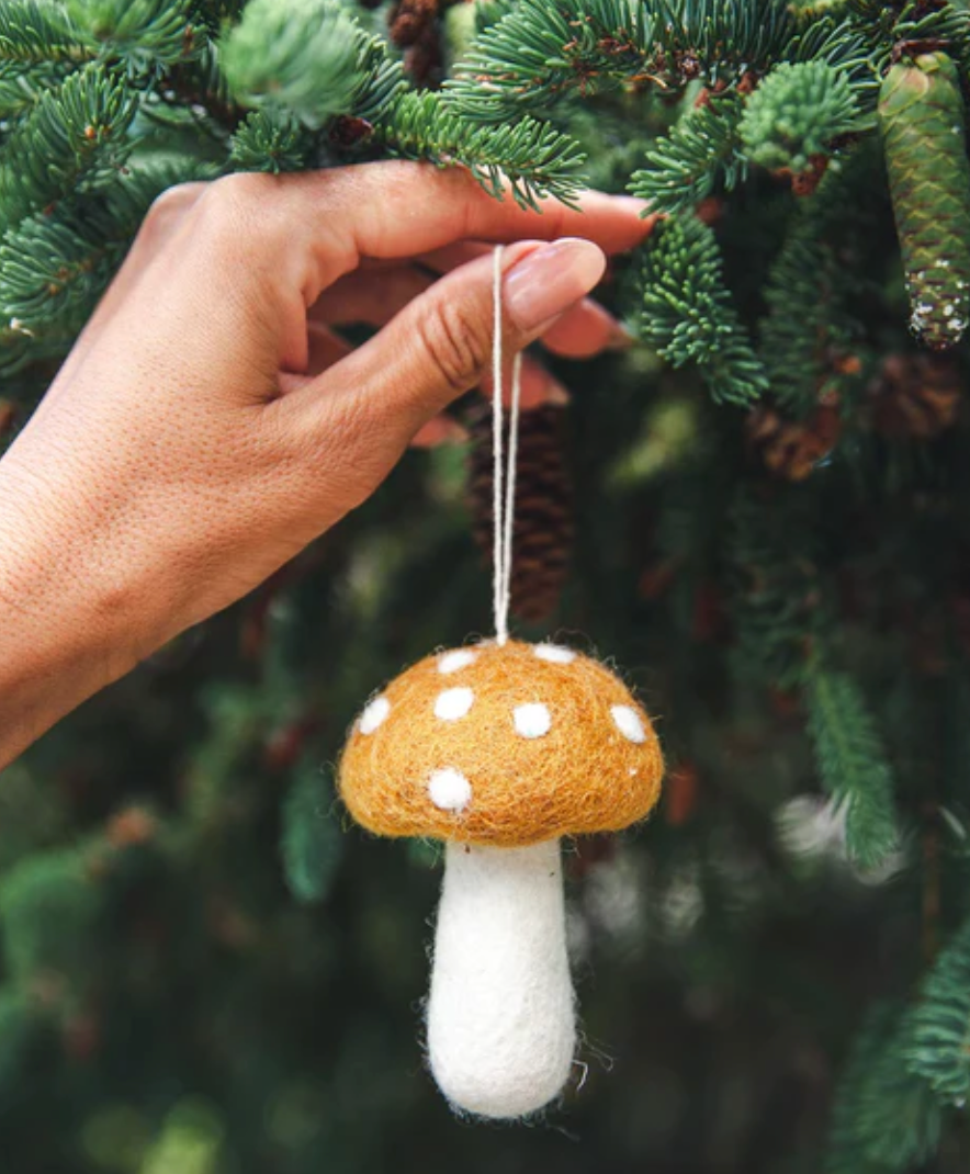 Felted Mushroom Ornament