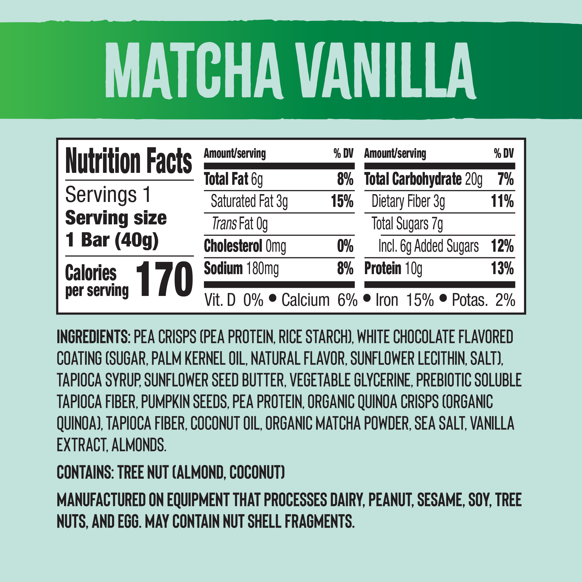 Matcha Vanilla Bar