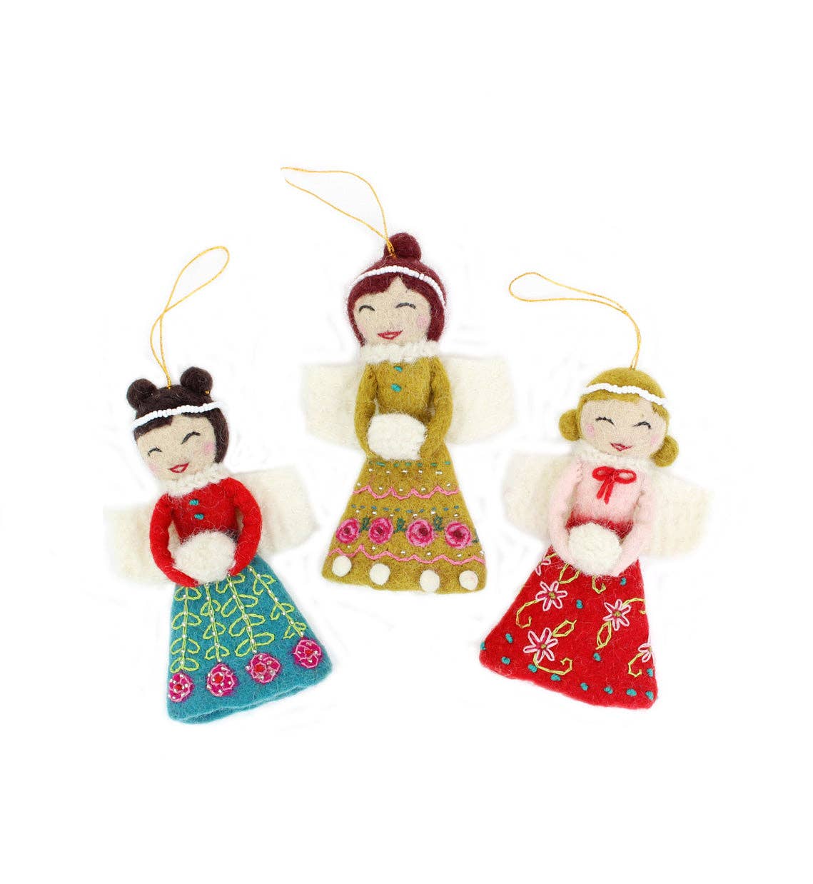 French Knot Angel Ornament 6.5”tall