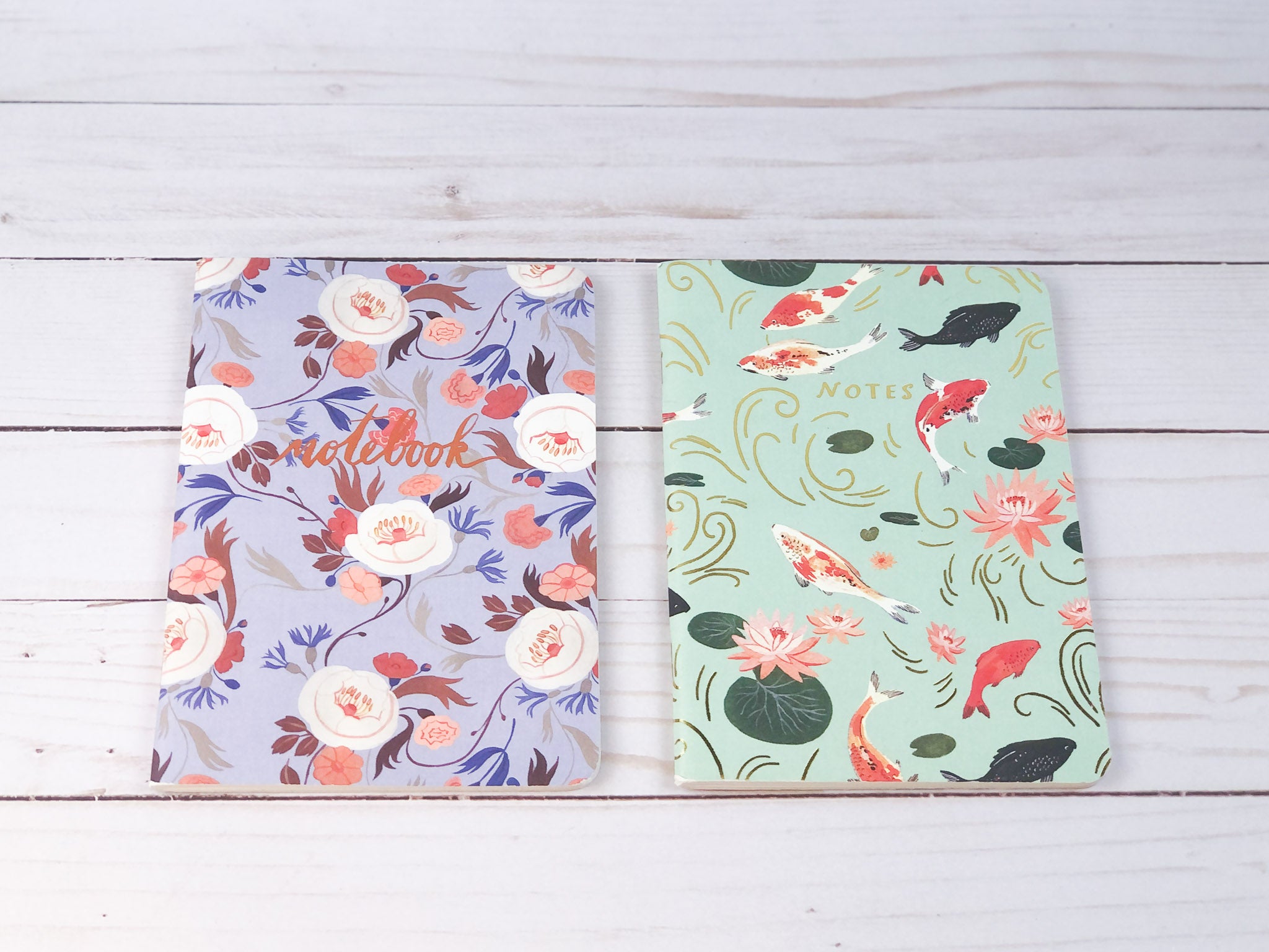Red Cap Cards Koi and Floral Notebooks